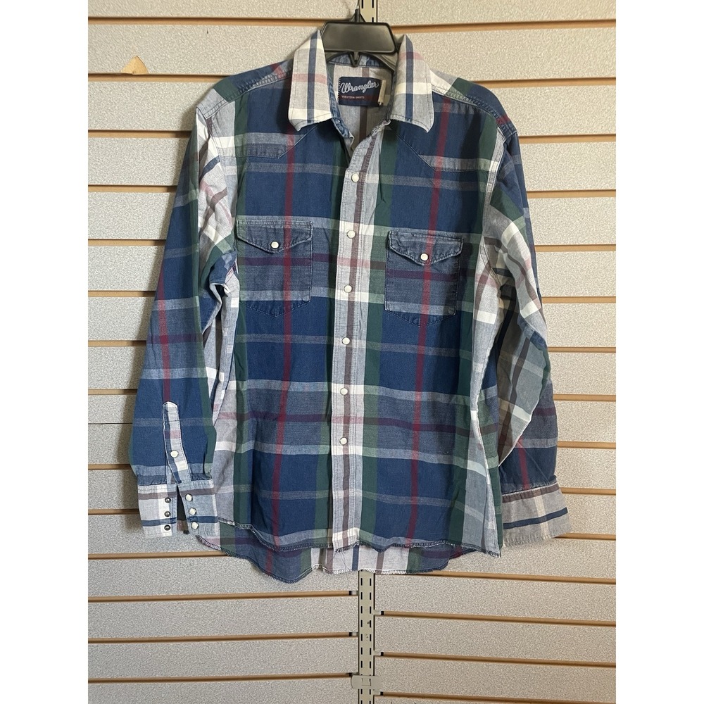VTG Wrangler Long Sleeve Western‎ Shirt 16 1/2 X 36 Large Snap Multicolor Plaid